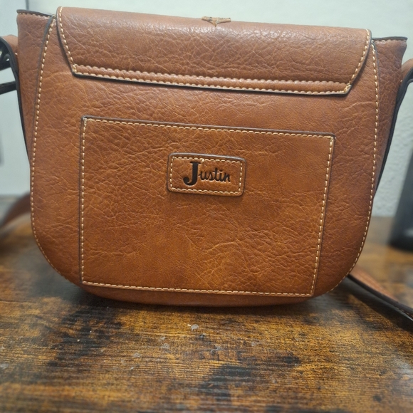 Justin Boots Whip Stich Saddle Bag Crossbody Adjustable Strap - Picture 2 of 8
